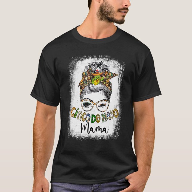 Camiseta Cinco De Mayo Mama Mensagem Óculos Brancos Bandana (Frente)