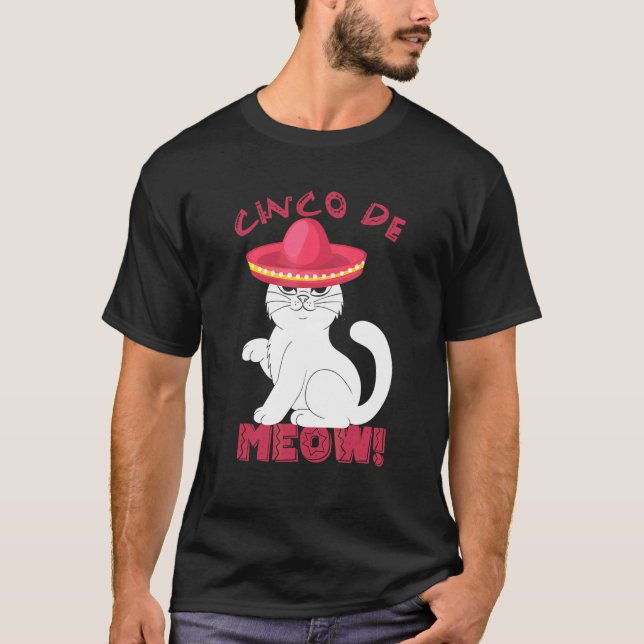 Camiseta Cinco De Mayo Meow Cat Boys Kids Women Men Mexican (Frente)