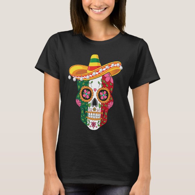 Camiseta Cinco de Mayo mexican skull celebrate fiesta (Frente)