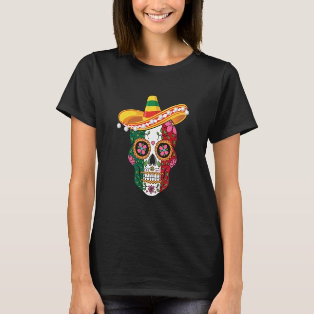 Camiseta Cinco de Mayo mexican skull celebrate fiesta (Frente)