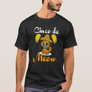 Camiseta Cinco De Mayo Mexicano Cinco De Meow Gato Taco Som