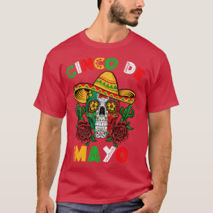 Camiseta Cinco De Mayo Mexicano Cross Sunglass Skull Musta