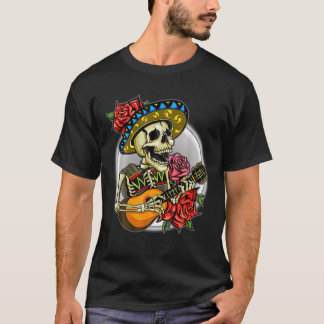 Camiseta Cinco De Mayo Mexicano Cross Sunglass Skull Musta