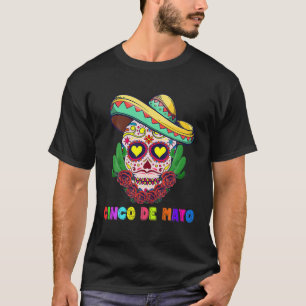 Camiseta Cinco De Mayo Mexicano Cross Sunglass Skull Musta
