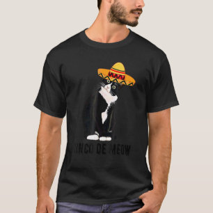 Camiseta Cinco De Mayo Miau Gato Tuxedo Chapéu Mexicano Fes