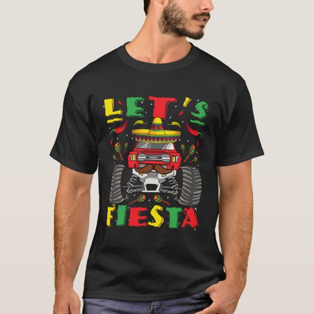 Camiseta Cinco De Mayo Monster Truck Let s Fiesta Toddler K (Frente)
