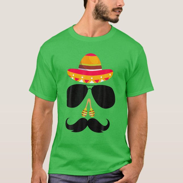 Camiseta Cinco de Mayo Mustache Face Cinco de Mayo Fu (Frente)