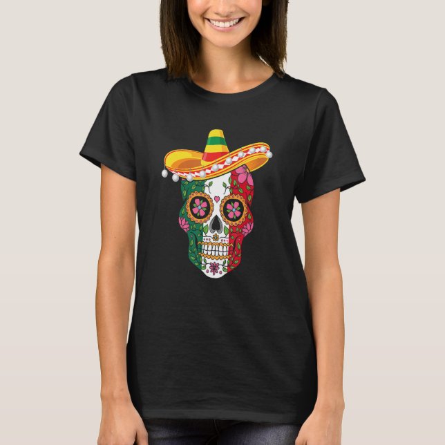 Camiseta Cinco De Mayo Party Sugar Skull Men Women Mexican  (Frente)