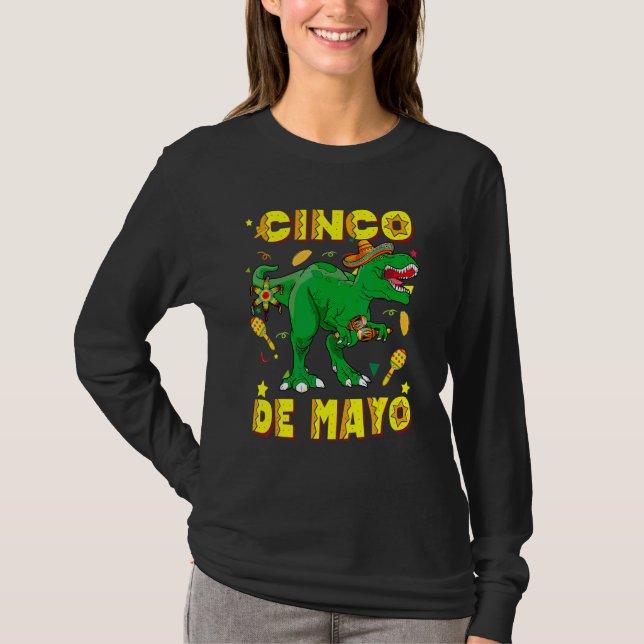 Camiseta Cinco de Mayo Rex Dinosaur Sombrero Tacosaurus (Frente)