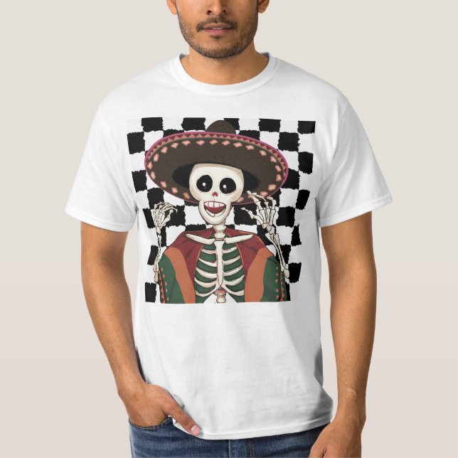 Camiseta Cinco de Mayo Skull Poncho Sombrero Idea verificad (Frente)