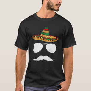 Camiseta Cinco De Mayo Sombrero Mustache Enfrenta Óculos So