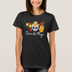 Camiseta Cinco de Mayo Sombrero Skull Maracas Tequila Mexic