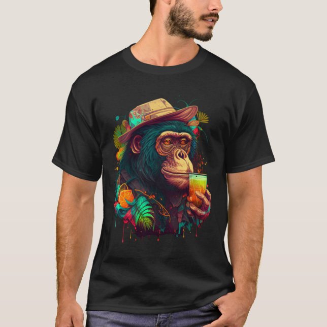 Camiseta Cinco De Mayo Spider Monkey Beer Bebendo (Frente)