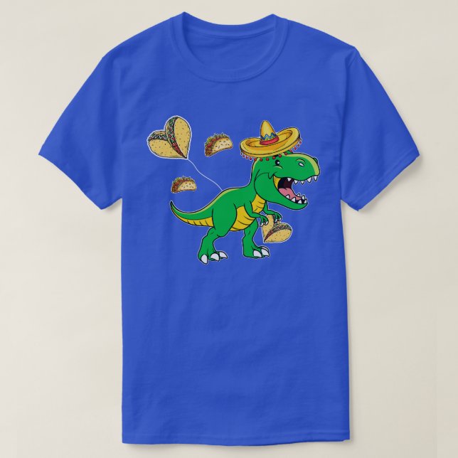 Camiseta Cinco De Mayo Taco Dinosaur (Frente do Design)