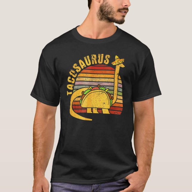 Camiseta Cinco de Mayo Tacosaurus Dinossauro Mexicano Taco  (Frente)