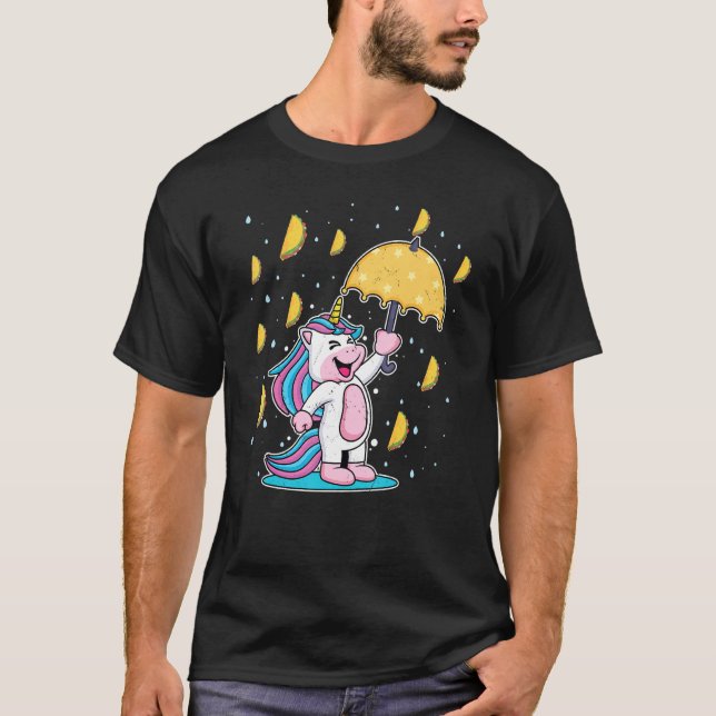 Camiseta Cinco de Mayo Tee Rain Tacos Unicorn Umbrella (Frente)