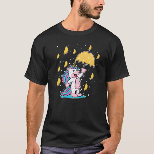 Camiseta Cinco de Mayo Tee Rain Tacos Unicorn Umbrella (Frente)