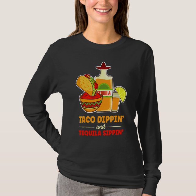 Camiseta Cinco de Mayo Tequila e Tacos Nachos Fiesta (Frente)