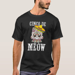 Camiseta Cinco De Meow Açúcar Caveira Gato Mexicano Cinco D