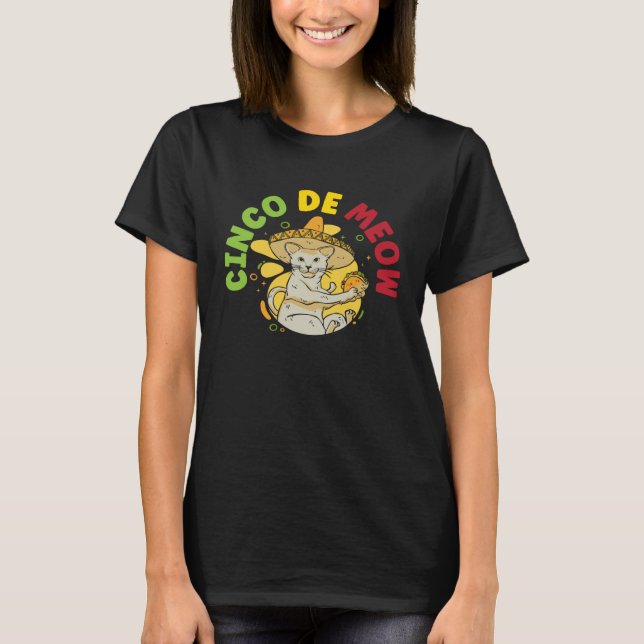 Camiseta Cinco de Meow Cat  Mexico Pride Mexican Cinco De M (Frente)
