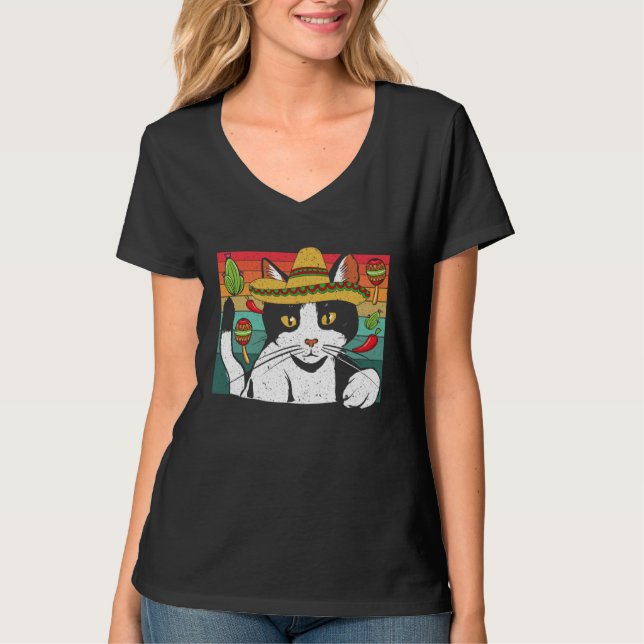 Camiseta Cinco de Meow Cat  Mexico Pride Mexican Cinco De M (Frente)