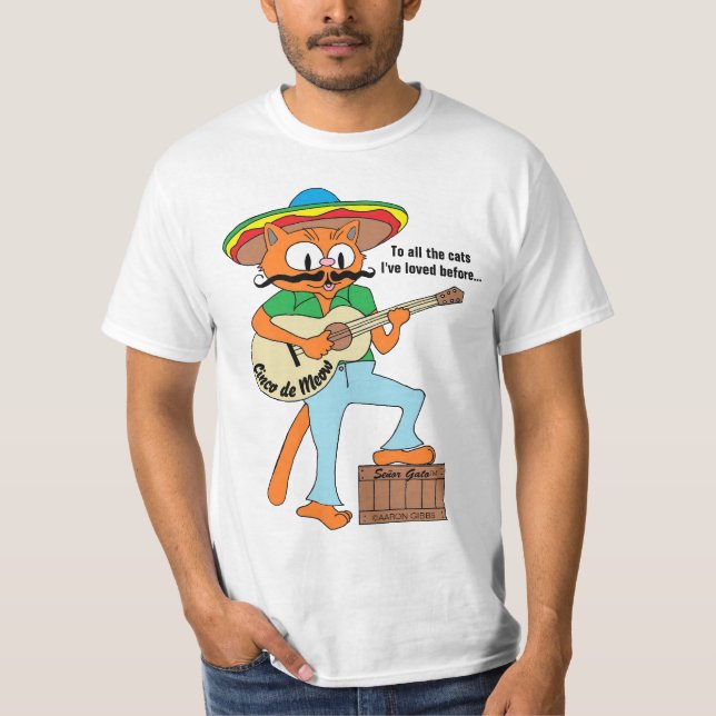Camiseta "Cinco de Meow" Cinco de Mayo Gato de Desenho Anim (Frente)