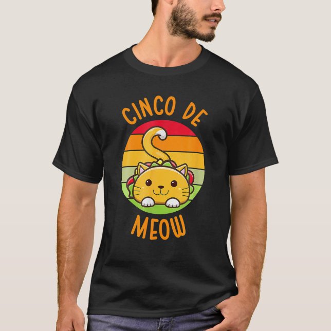 Camiseta Cinco De Meow Cinco De Mayo Tacos Engraçados Cat L (Frente)
