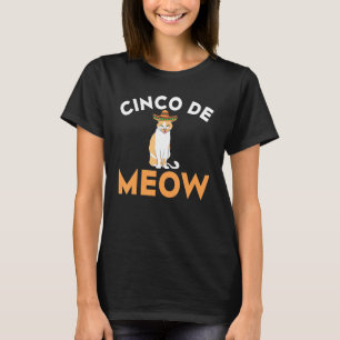 Camiseta Cinco De Meow Com Gato Taco Sorrindo E Sombrero