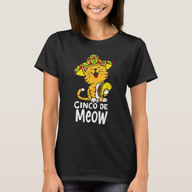 Camiseta Cinco De Meow Cute Cinco De Mayo Sombrero Taco Cat (Frente)