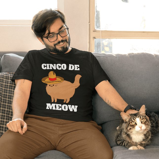 CAMISETA CINCO DE MEOW FUNNY CAT T-SHIRT T-SHIRTS (Criador carregado)