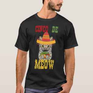 Camiseta Cinco De Meow Gato Comendo Pun de Taco Cinco De M