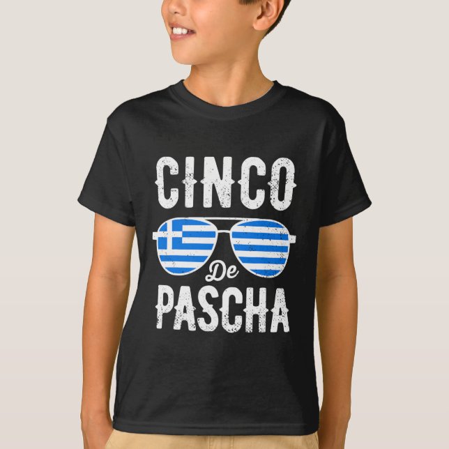 Camiseta Cinco De Pascha Bandeira Da Grécia Festa Grega Eng (Frente)
