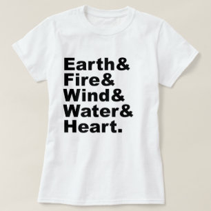 Camiseta Cinco Elementos Terra Fogo Vento Água & Coração