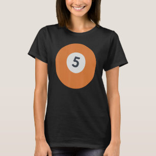 Camiseta Cinco Equipes Número 5 Bilhares De Bola Laranja So