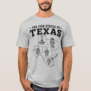 Camiseta Cinco Estados dos Mapas Engraçados do Texas