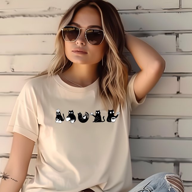 Camiseta Cinco gatos engraçados (Criador carregado)