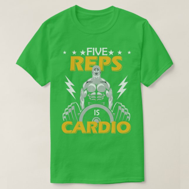 Camiseta Cinco Representantes É O Meu Cardio Pesando O Body (Frente do Design)