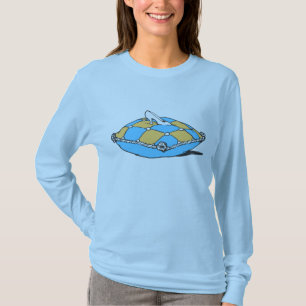 Camiseta Cinderela Slipper no Travesseiro Teal Laranja