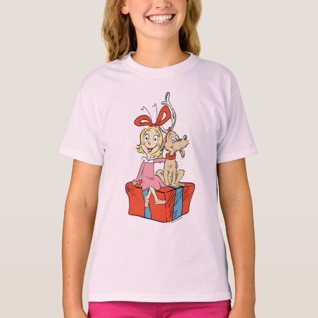 Camiseta Cindy Lou Who and Max on a Present (Frente)