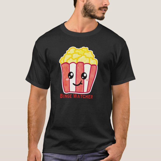 Camiseta Cinema Popcorn with Quote Binge Watcher (Frente)