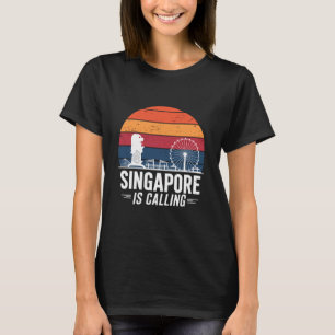 Camiseta Cingapura Retro está Chamando Viagem para o Sudest
