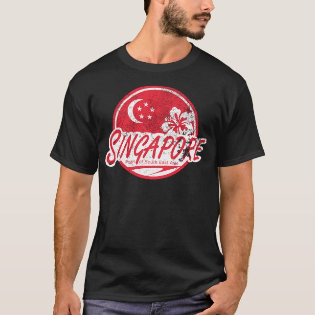 Camiseta Cingapura - Viagens vintage (em desgosto) (Frente)