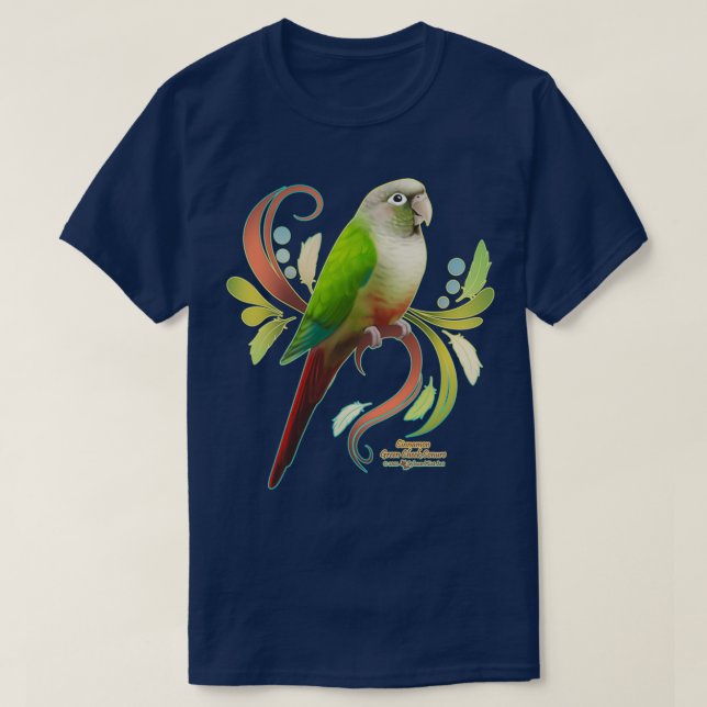 Camiseta Cinnamon Green Cheek Conure (Frente do Design)