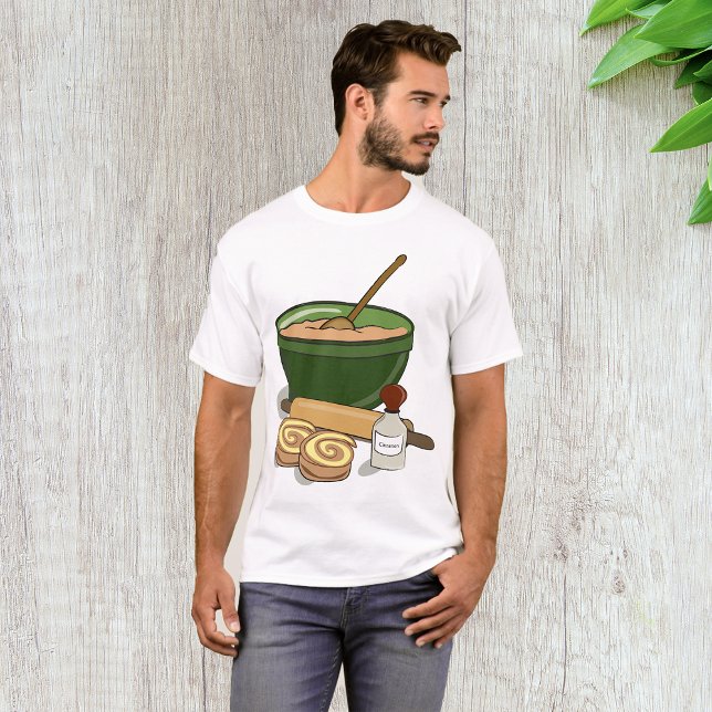 Camiseta Cinnamon Roll Baking Ingredientes Cozy Kitchen (Criador carregado)