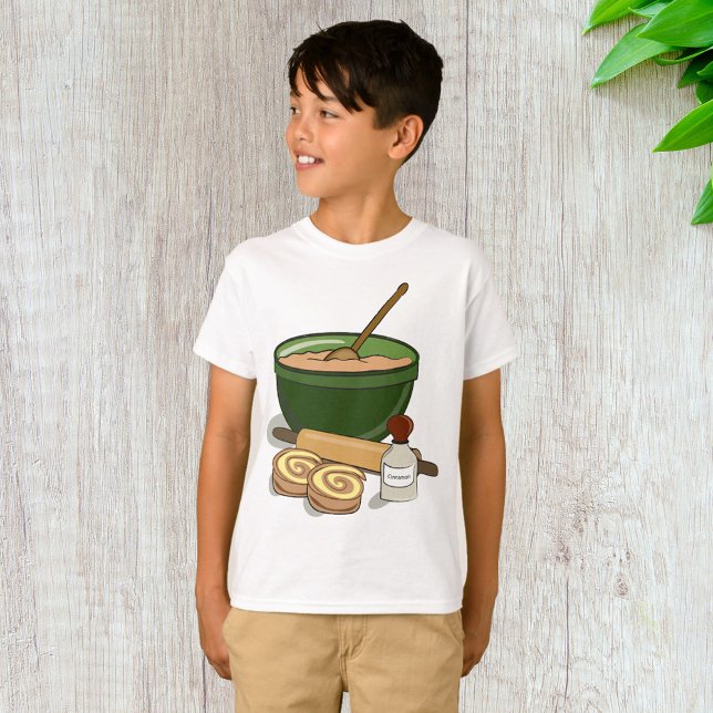 Camiseta Cinnamon Roll Baking Ingredientes Cozy Kitchen (Criador carregado)