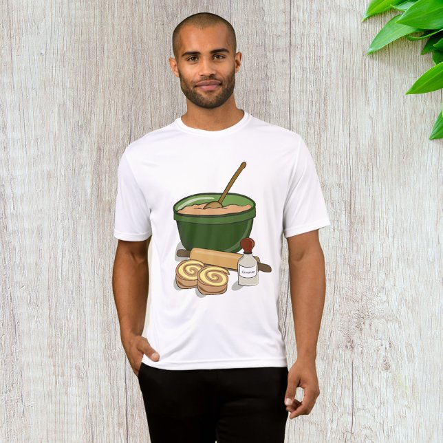 Camiseta Cinnamon Roll Baking Ingredientes Cozy Kitchen (Criador carregado)