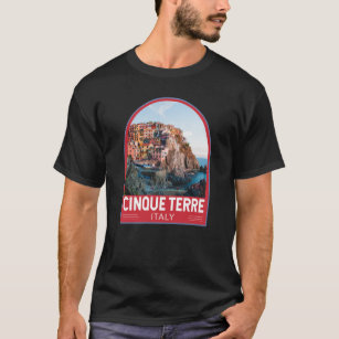 Camiseta Cinque Terre Italy Watercolor Vintage