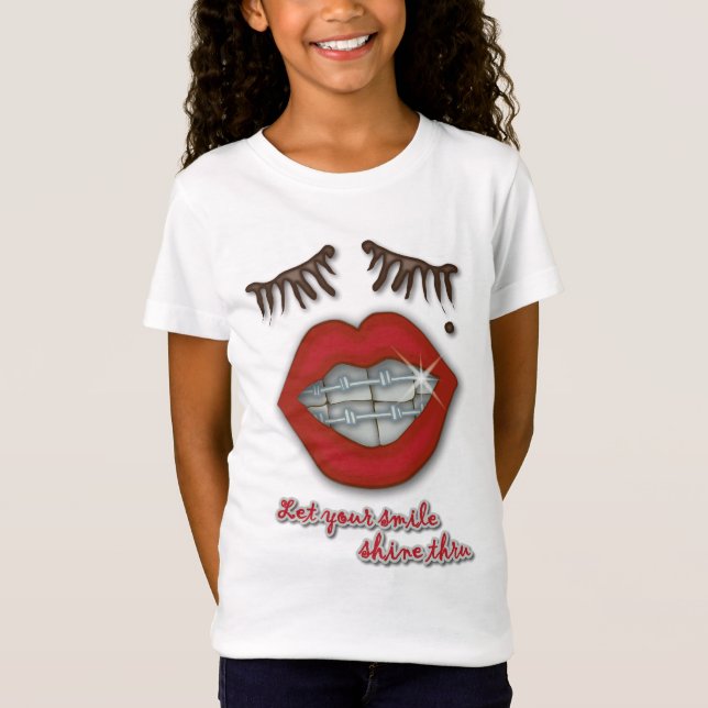 Camiseta Cintas brilhantes, lábios vermelhos, toupeira, e (Frente)