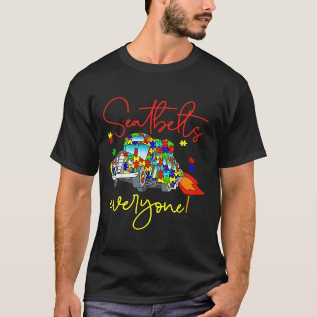 Camiseta Cintos de Segurança Todos Autismo Sensibilização M (Frente)
