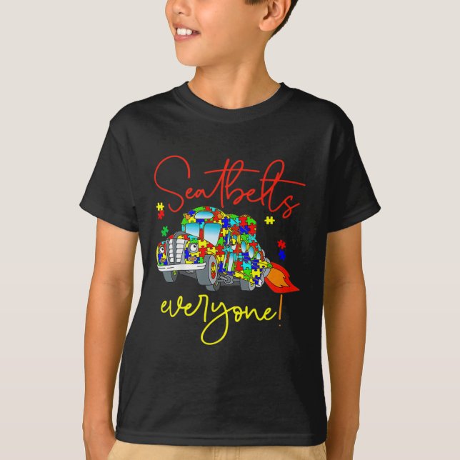 Camiseta Cintos de Segurança Todos Autismo Sensibilização M (Frente)
